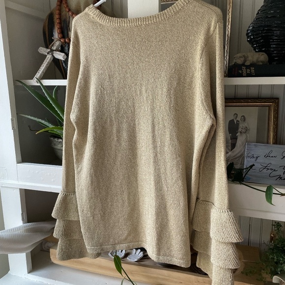 HOLIDAY TIME GOLD SHIMMER XMAS TREE UGLY XMAS SWEATER XXL - Picture 9 of 11